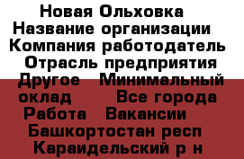 Новая Ольховка › Название организации ­ Компания-работодатель › Отрасль предприятия ­ Другое › Минимальный оклад ­ 1 - Все города Работа » Вакансии   . Башкортостан респ.,Караидельский р-н